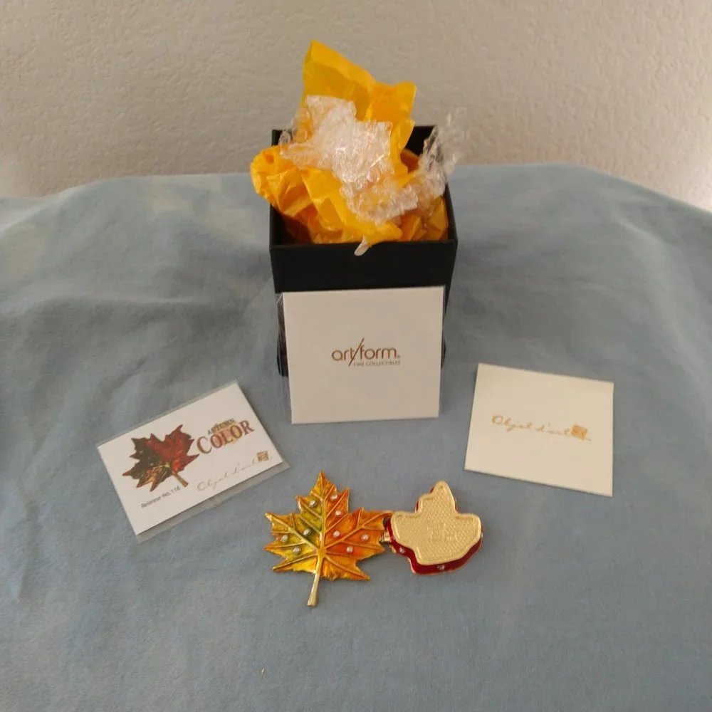 ART FORM AUTUMN COLOR FALL LEAF NO. 118 TRINKET BOX OBJECT D' ART NEW